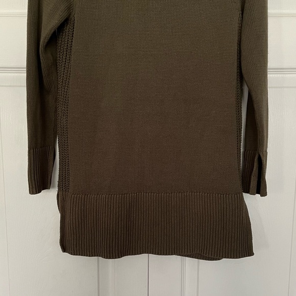 {Chico's} Lace Up V-Neck Knit Sweater in Olive Green - Women's 0 (Small) - Picture 8 of 11